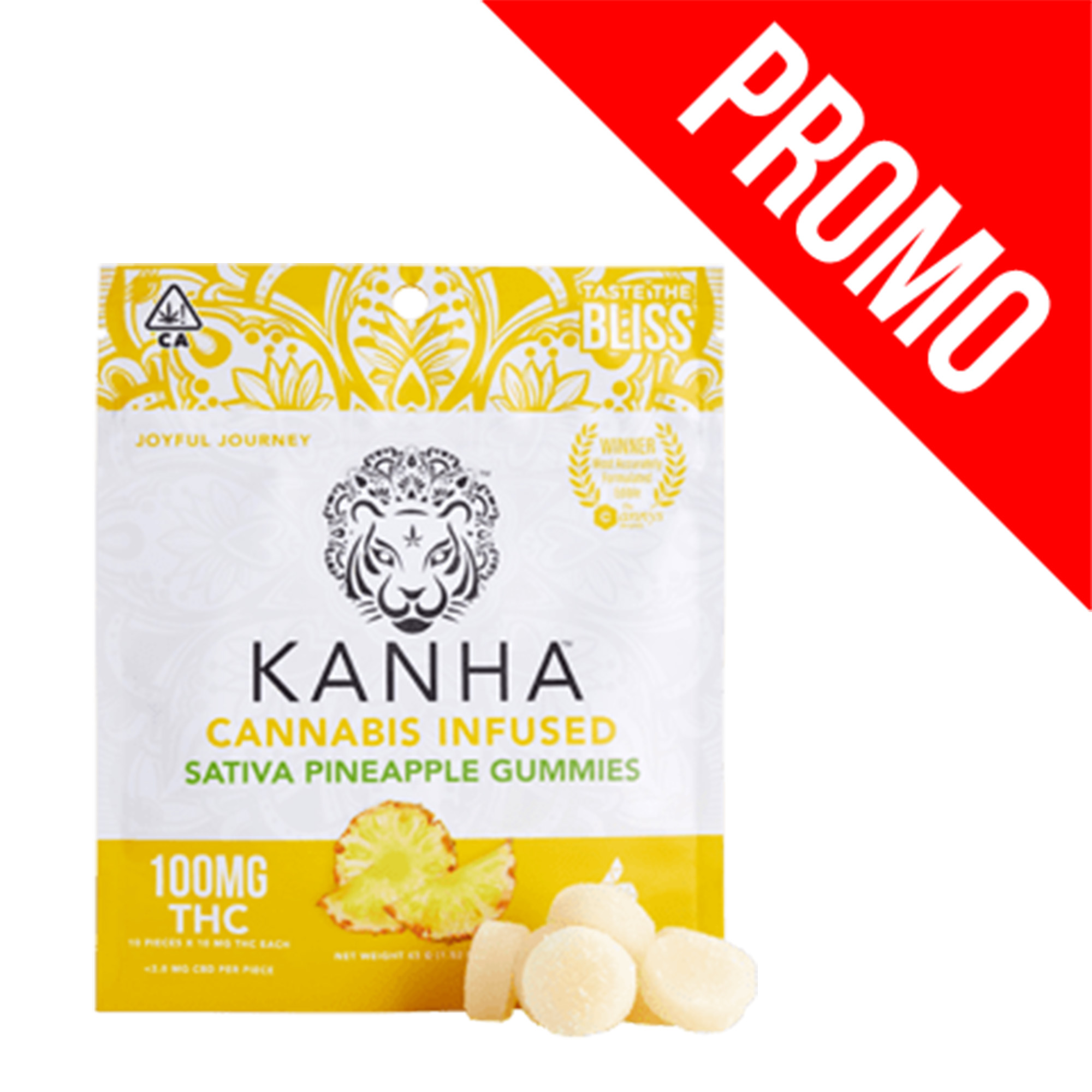 Kanha Treats - Pineapple Gummies 100mg **PROMO** - The Kind Center