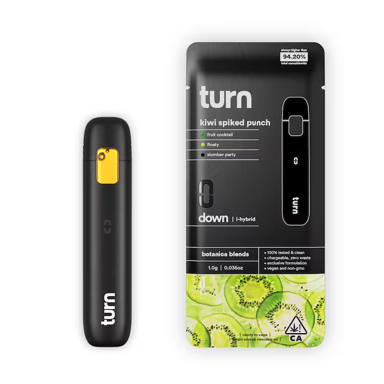 Turn - I-Hybrid Kiwi Spiked Punch Disposable Vape Pen 1G - The Kind Center